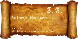 Balanyi Nesztor névjegykártya